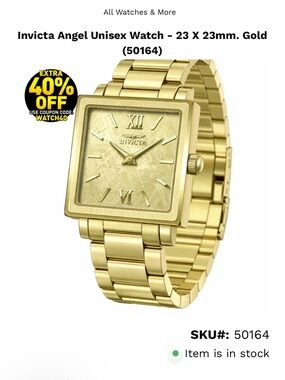 Invicta Gold-Tone Square Face Bracelet Watch